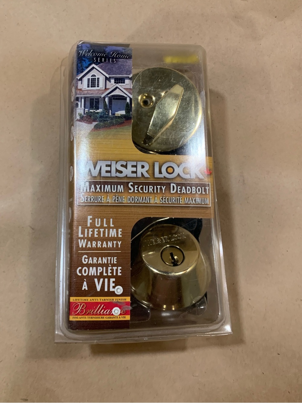 WEISER “Welcome Home Series” • Maximum Security Deadbolt NWT Brass Tone